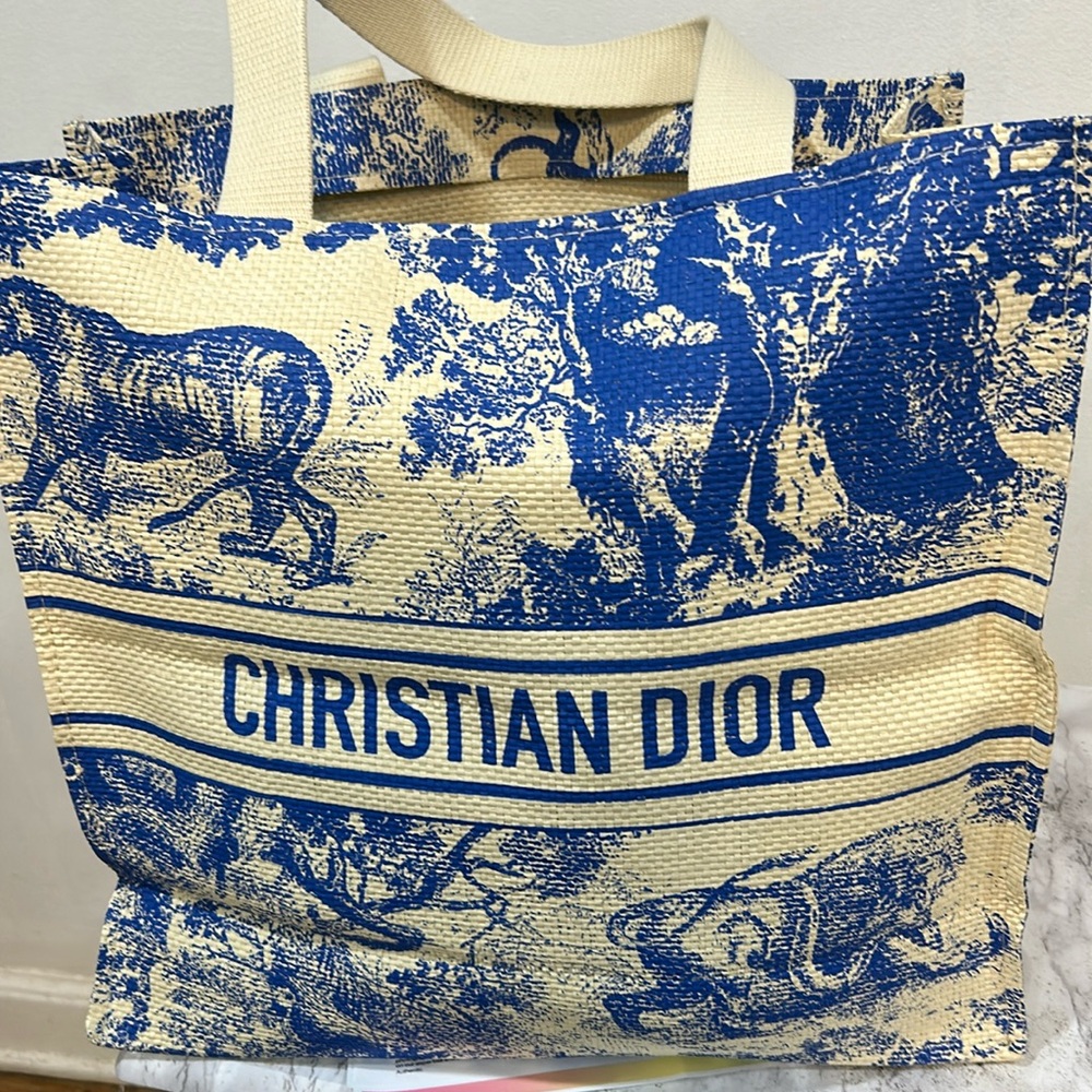 Christian Dioriviera straw tote bag